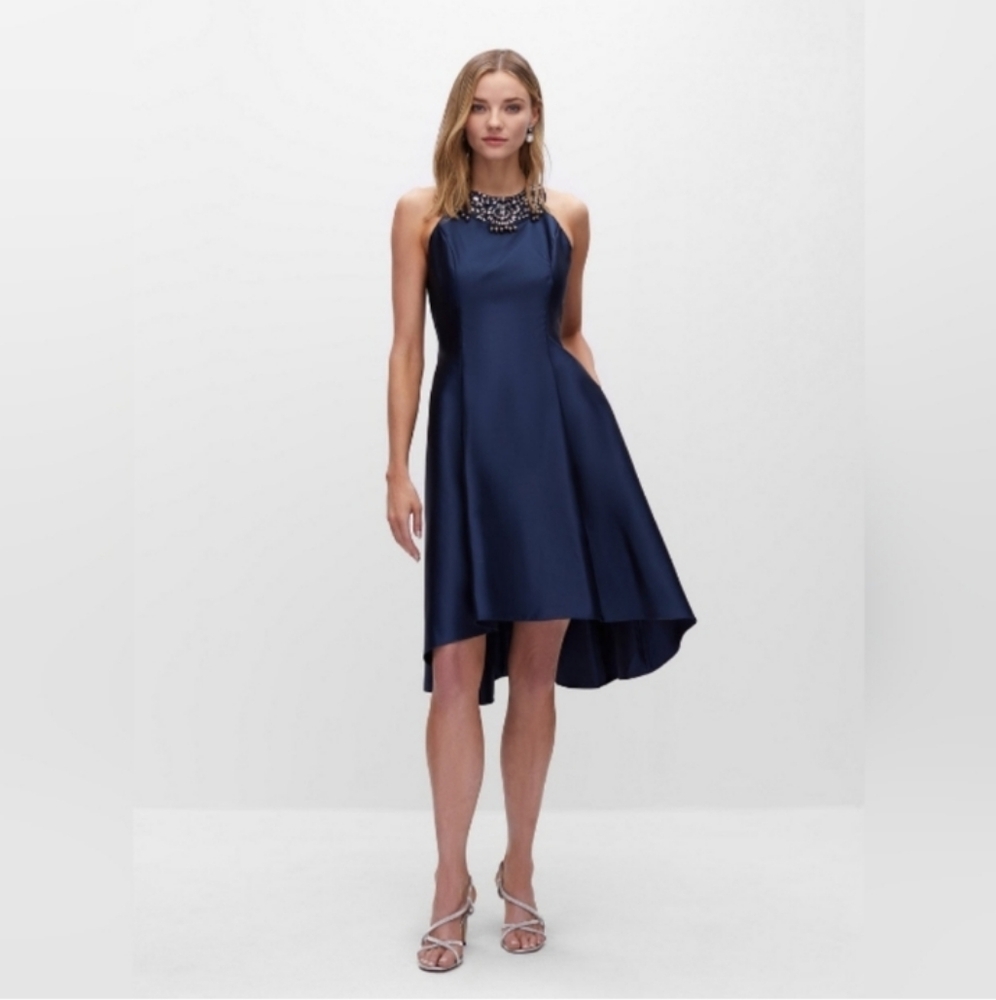 Adrianna Papell Navy High Low Dress